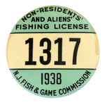 "NON-RESIDENTS' AND ALIENS' FISHING LICENSE" FOR 1938 NEW JERSEY.