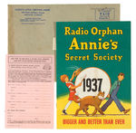 "RADIO ORPHAN ANNIE'S SECRET SOCIETY 1937" MANUAL WITH DECODER.