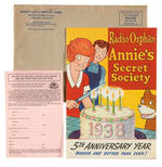 "RADIO ORPHAN ANNIE'S SECRET SOCIETY 1938" MANUAL/DECODER/RARE PAPER.