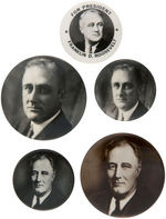 FRANKLIN ROOSEVELT FIVE REAL PHOTO BUTTONS.