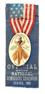 BRYAN RARE DELEGATE'S BADGE FROM DENVER 1908 CONVENTION.