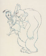 DONALD DUCK SQUEEZING ANGRY BEARS NOSE  PRODUCTION DRAWING ORIGINAL ART.