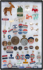 FRANKLIN ROOSEVELT EXTENSIVE GROUP OF 52 BUTTONS AND RELATED CAMPAIGN NOVELTIES.