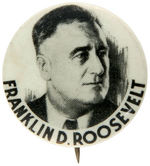 "FRANKLIN D. ROOSEVELT" SCARCE PORTRAIT BUTTON UNLISTED IN HAKE.