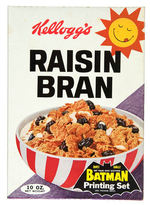 "BATMAN PRINTING SET" RAISIN BRAN CEREAL BOX.