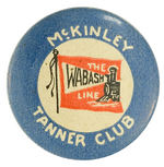 McKINLEY ILLINOIS COATTAIL WITH RAILROAD ADVERTISING LAPEL STUD.