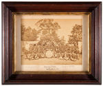 PENNSYVANIA NATIONAL GUARD BAND 1884 VINTAGE FRAMED GETTYSBURG ENCAMPMENT PHOTO.