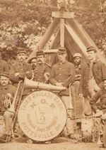 PENNSYVANIA NATIONAL GUARD BAND 1884 VINTAGE FRAMED GETTYSBURG ENCAMPMENT PHOTO.