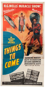 "THINGS TO COME" 1947 RE-RELEASE THREE SHEET MOVIE POSTER.