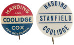 HARDING PAIR OF COATTAIL BUTTONS.