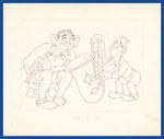 SILLY SYMPHONIES - MOTHER GOOSE GOES HOLLYWOOD STORYBOARD DRAWING W/ CLARK GABLE & GEORGE ARLISS.