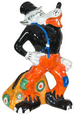 BIG BAD WOLF FRENCH FIGURAL CERAMIC BANK.