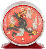 "INGERSOLL" ANIMATED THREE LITTLE PIGS & THE BIG BAD WOLF ALARM CLOCK.