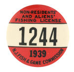 "NON-RESIDENTS' AND ALIENS' FISHING LICENSE" 1939 NEW JERSEY.