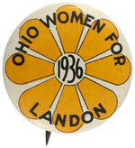 "OHIO WOMEN FOR LANDON 1936" RARE LITHO BUTTON.