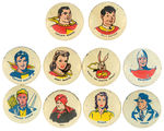 FAWCETT CHARACTERS HIGH GRADE BUTTON SET INCLUDING CAPTAIN MARVEL.