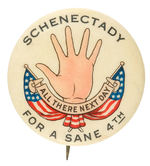 "ALL THERE NEXT DAY" INTACT HAND GRAPHIC JULY 4 BUTTON.