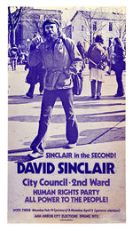 WHITE PANTHER LEADER JOHN SINCLAIR'S BROTHER "DAVID SINCLAIR/HUMAN RIGHTS PARTY" CITY COUNCIL POSTER