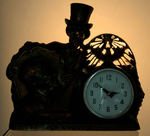 FDR AND UNCLE SAM WITH ELECTRIC CLOCK AND ACCENT NIGHT LIGHT.