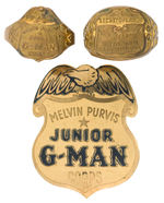 MELVIN PURVIS PAIR OF PREMIUM RINGS AND BADGE.