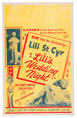 "LILI ST. CYR IN LILI'S WEDDING NIGHT" WINDOW CARD.