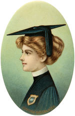 YOUNG WOMEN ON FOUR EARLY OVAL ADVERTISING POCKET MIRRORS.