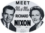 "MEET MR. & MRS. RICHARD NIXON" HUGE 8" OVAL CELLULOID FROM 1960.