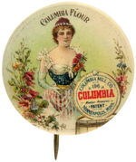 "COLUMBIA FLOUR" SUPERBLY COLORED BUTTON.