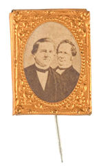 "TILDEN AND HENDRICKS" 1876 JUGATE PHOTO BADGE.