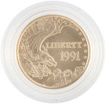 $5 MOUNT RUSHMORE GOLDEN ANNIVERSARY 1991-W GOLD COMMEMORATIVE UNC.