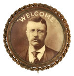 "WELCOME" THEODORE ROOSEVELT REAL PHOTO SEPIA.