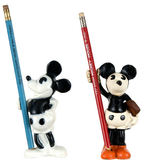 MICKEY MOUSE PAIR OF FIGURAL PENCIL HOLDERS BY DIXON.