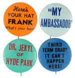 FOUR CLASSIC WILLKIE SLOGAN BUTTONS ANTI-FDR.