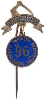 McKINLEY 1896-1900 TRIO OF STICKPINS PLUS UNUSUAL JUGATE NOVELTY.