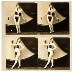 FOUR RISQUE 1920s STEREOSCOPE CARDS.