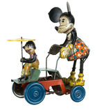 MINNIE MOUSE PUSHING BABY FELIX IN PRAM EXTREMELY RARE WIND-UP TOY.