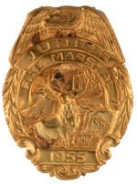 JUNIOR FIRE BADGES INCLUDING RARE "JACKIE DAVIS CHIEF WARDEN."