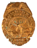 JUNIOR FIRE BADGES INCLUDING RARE "JACKIE DAVIS CHIEF WARDEN."