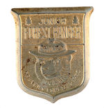 JUNIOR FIRE BADGES INCLUDING RARE "JACKIE DAVIS CHIEF WARDEN."