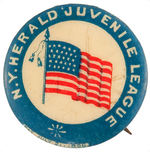 "N.Y. HERALD JUVENILE LEAGUE" EARLY NEWSPAPER SPONSORED CLUB BUTTON.