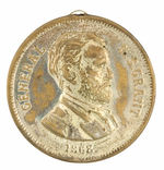 GRANT 1868 LARGE SILVERED BRASS SHELL WITH HIGH RELIEF PORTRAIT.