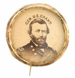 STRIKING GRANT 1868 BADGE WITH CARDBOARD PHOTO UNDER GLASS.