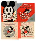 MICKEY MOUSE CHRISTMAS CARD TRIO AND ONE NEW YEAR’S CARD.