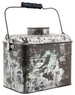 WORKING MAN'S TIN DINNER BUCKET VERY SIMILAR TO THE CLASSIC 1900 McKINLEY & TR JUGATE BUTTON DESIGN.