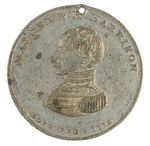 LARGE, LUSTROUS AND SCARCE HARRISON WHITE METAL TOKEN.