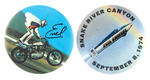 EVEL KNIEVEL CLASSIC BUTTON PAIR FROM HAKE COLLECTION AND CPB.