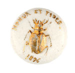 RARE 1896 GOLDBUG LARGE PORCELAIN LAPEL STUD WITH LATIN SLOGAN.