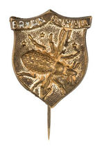 "BRYAN SEWELL" RARE METAL STICKPIN WITH GOLDBUG IMPAILED BY AN ARROW.