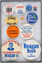 REAGAN 11 BUTTONS 1980-1984 WITH MANY SCARCE VARIETIES.