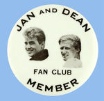 "JAN AND DEAN FAN CLUB MEMBER" BUTTON.